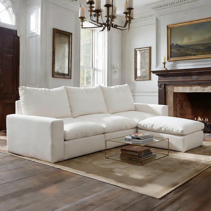 110.2" Cloud Couch,Oversized Modular Comfy Sofa for Living Room, L Shaped Sectional Couches,Deep 3-Seat with Ottoman