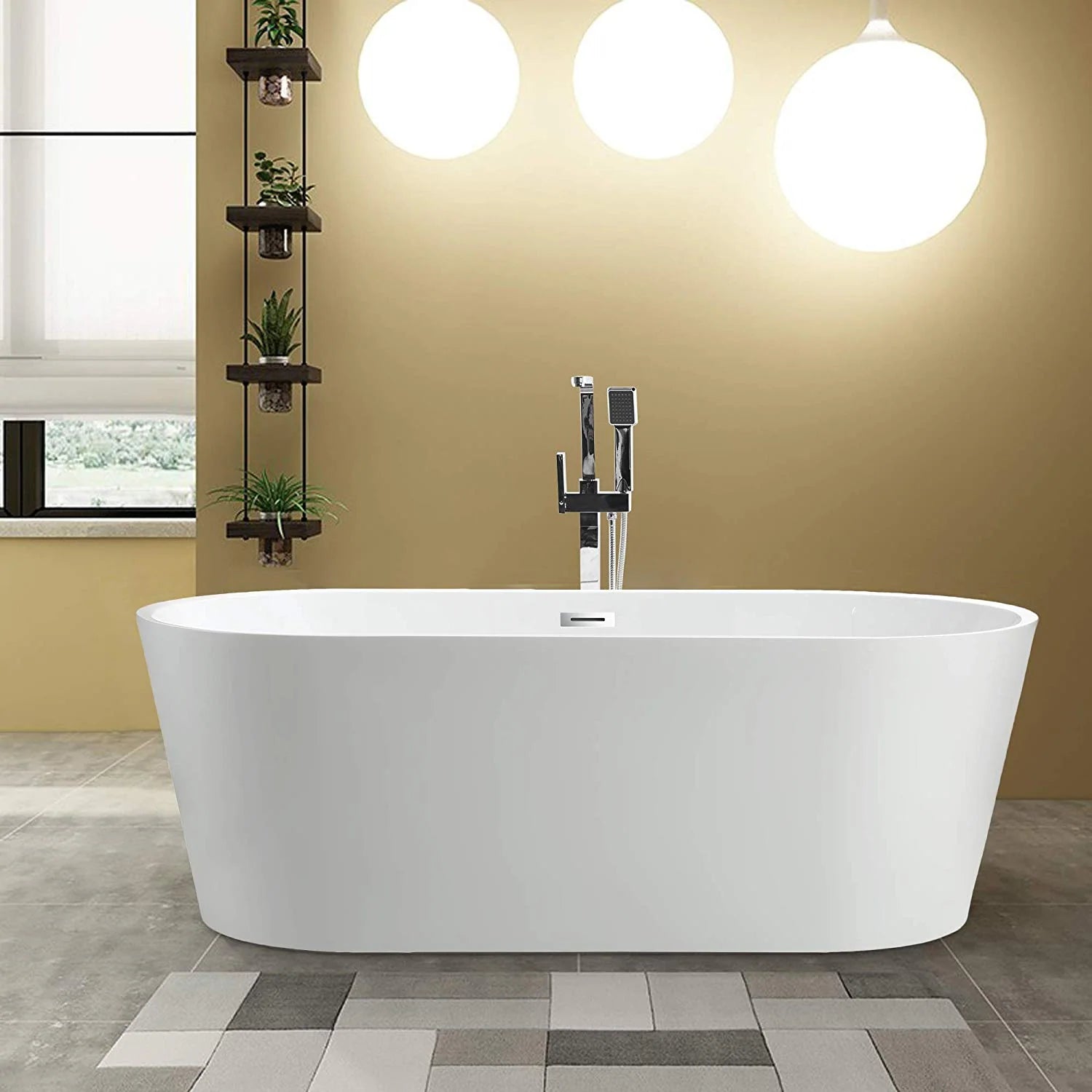 54" Acrylic Freestanding Soaking Bathtub