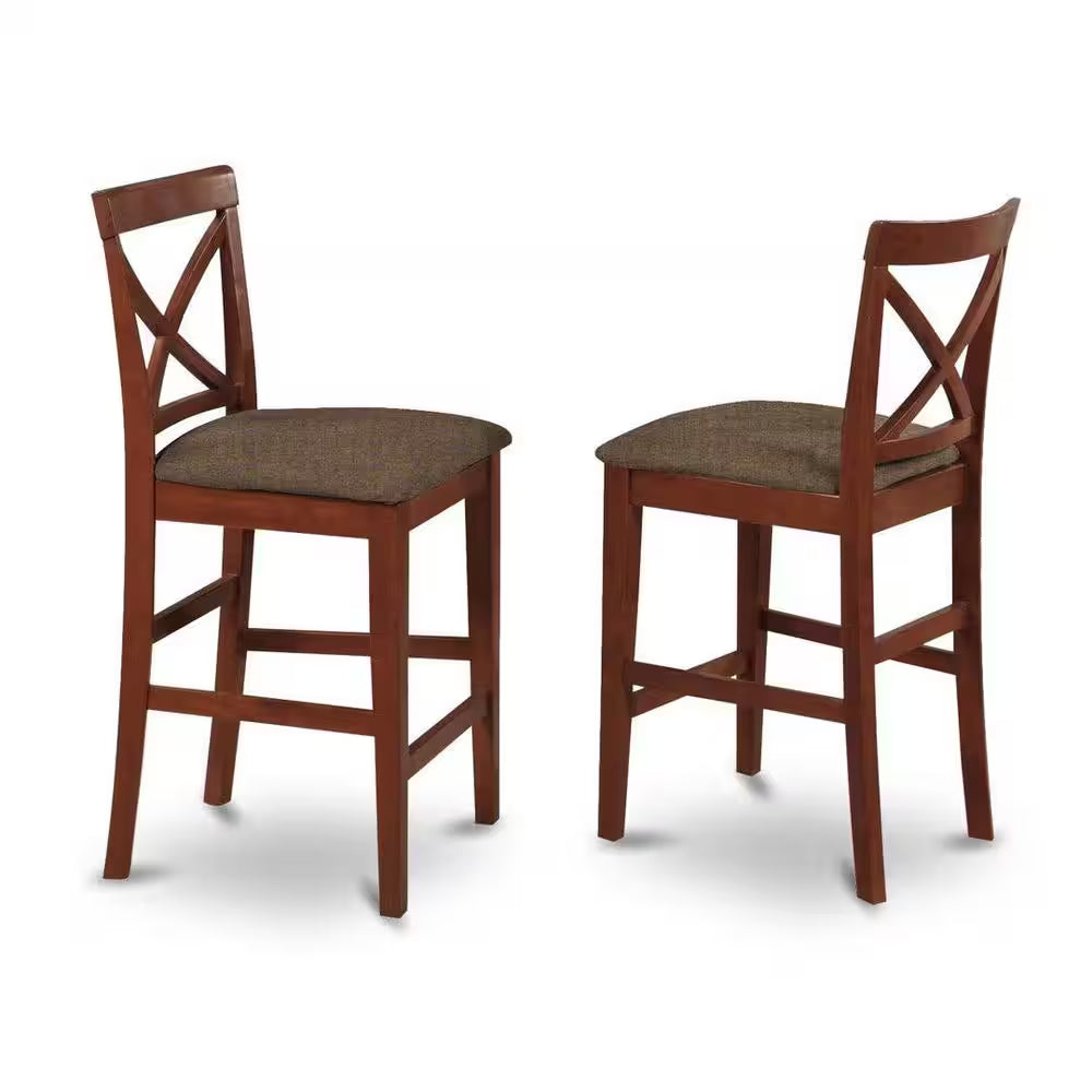 3-Piece Brown Finish Solid Wood Top Counter Height Dining Table Set