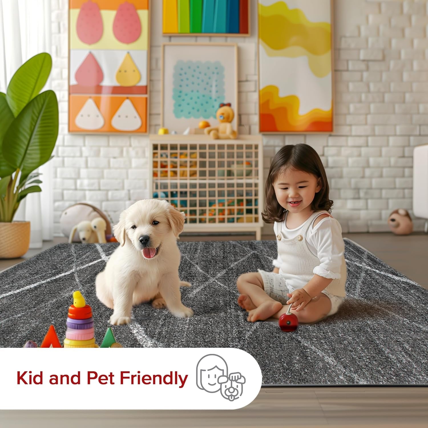 Thigpen Charcoal/Grey, 6' Round, Soft and Cozy, High Traffic, Stain Resistant, Easy Clean, Non-Shed, Durable Area Rug for Bedroom, Living Room, Dining Space, Den, Foyer, Entryway