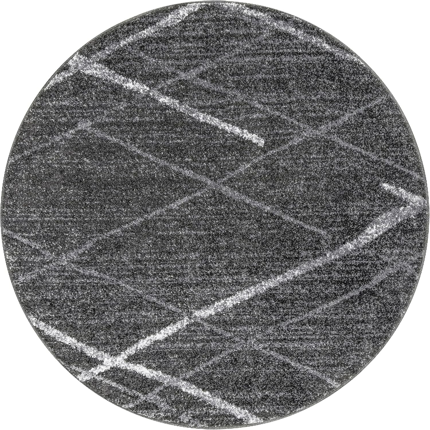 Thigpen Charcoal/Grey, 6' Round, Soft and Cozy, High Traffic, Stain Resistant, Easy Clean, Non-Shed, Durable Area Rug for Bedroom, Living Room, Dining Space, Den, Foyer, Entryway