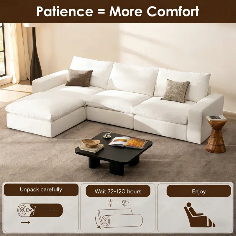 110.2" Cloud Couch,Oversized Modular Comfy Sofa for Living Room, L Shaped Sectional Couches,Deep 3-Seat with Ottoman