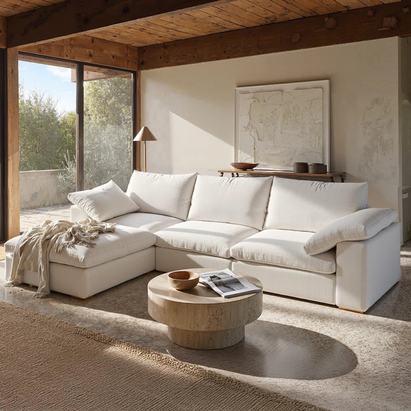 110.2" Cloud Couch,Oversized Modular Comfy Sofa for Living Room, L Shaped Sectional Couches,Deep 3-Seat with Ottoman
