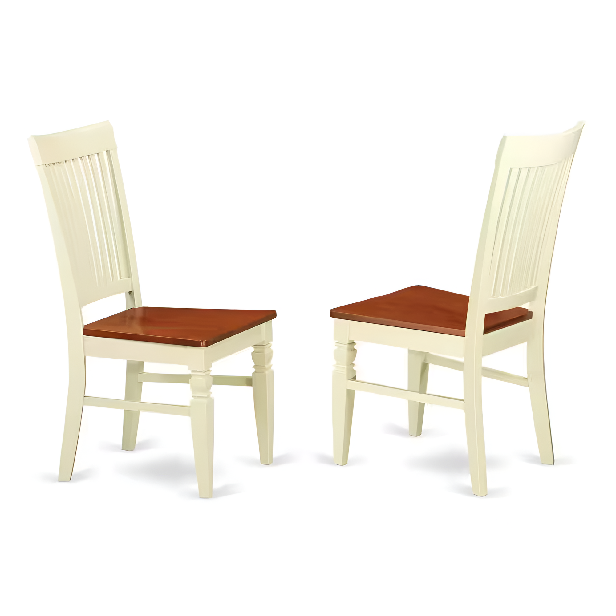 3-Piece Buttermilk and Cherry Finish round Solid Wood Top Dining Table Set