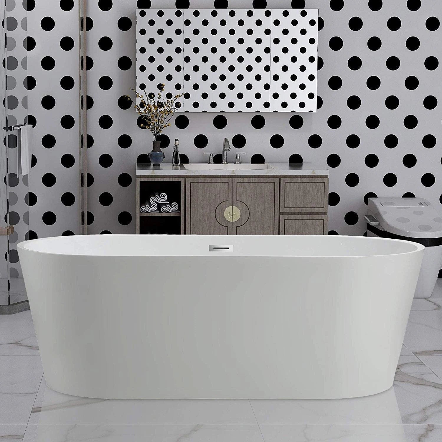 54" Acrylic Freestanding Soaking Bathtub