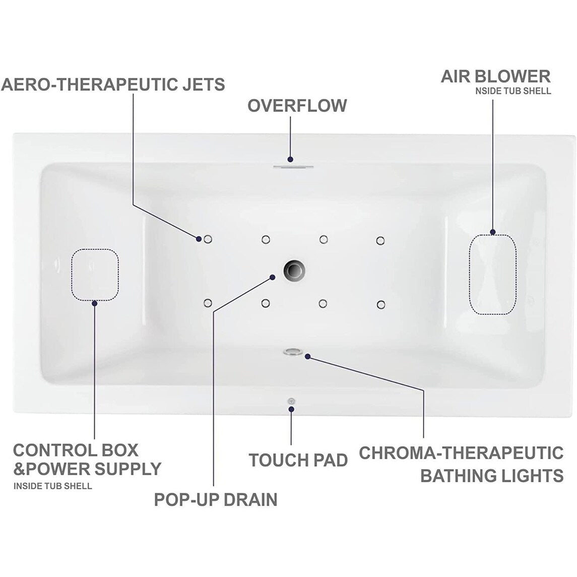 67" Acrylic Freestanding Soaking Bathtub