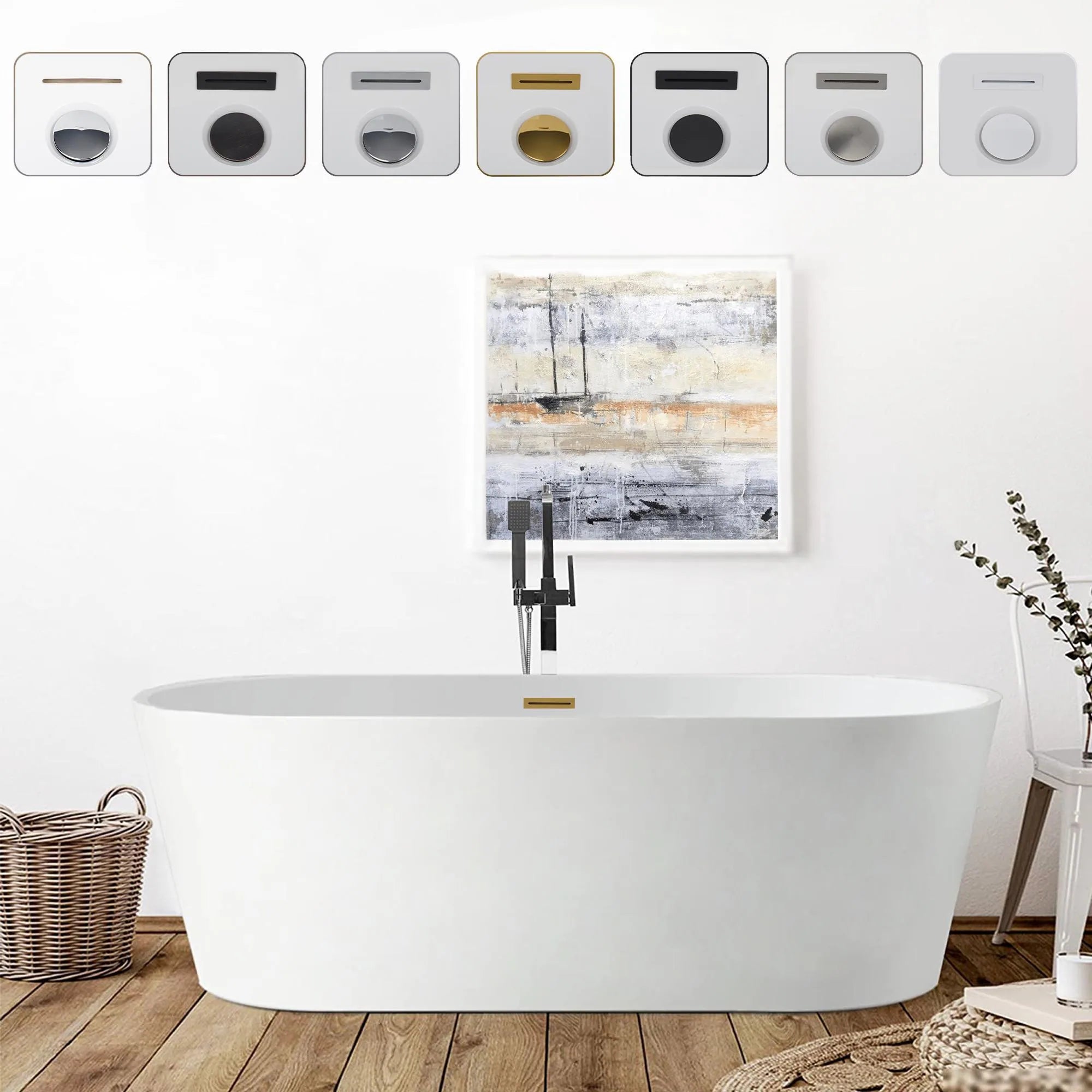 54" Acrylic Freestanding Soaking Bathtub