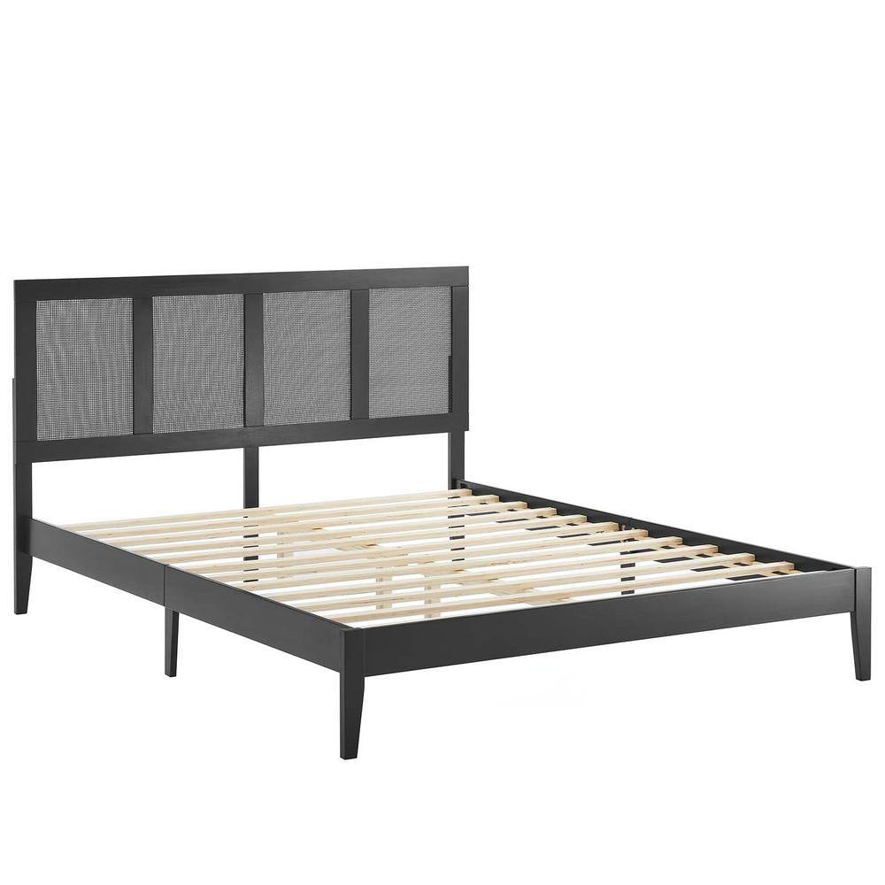Sirocco Rattan and Wood King Platform Bed in Black