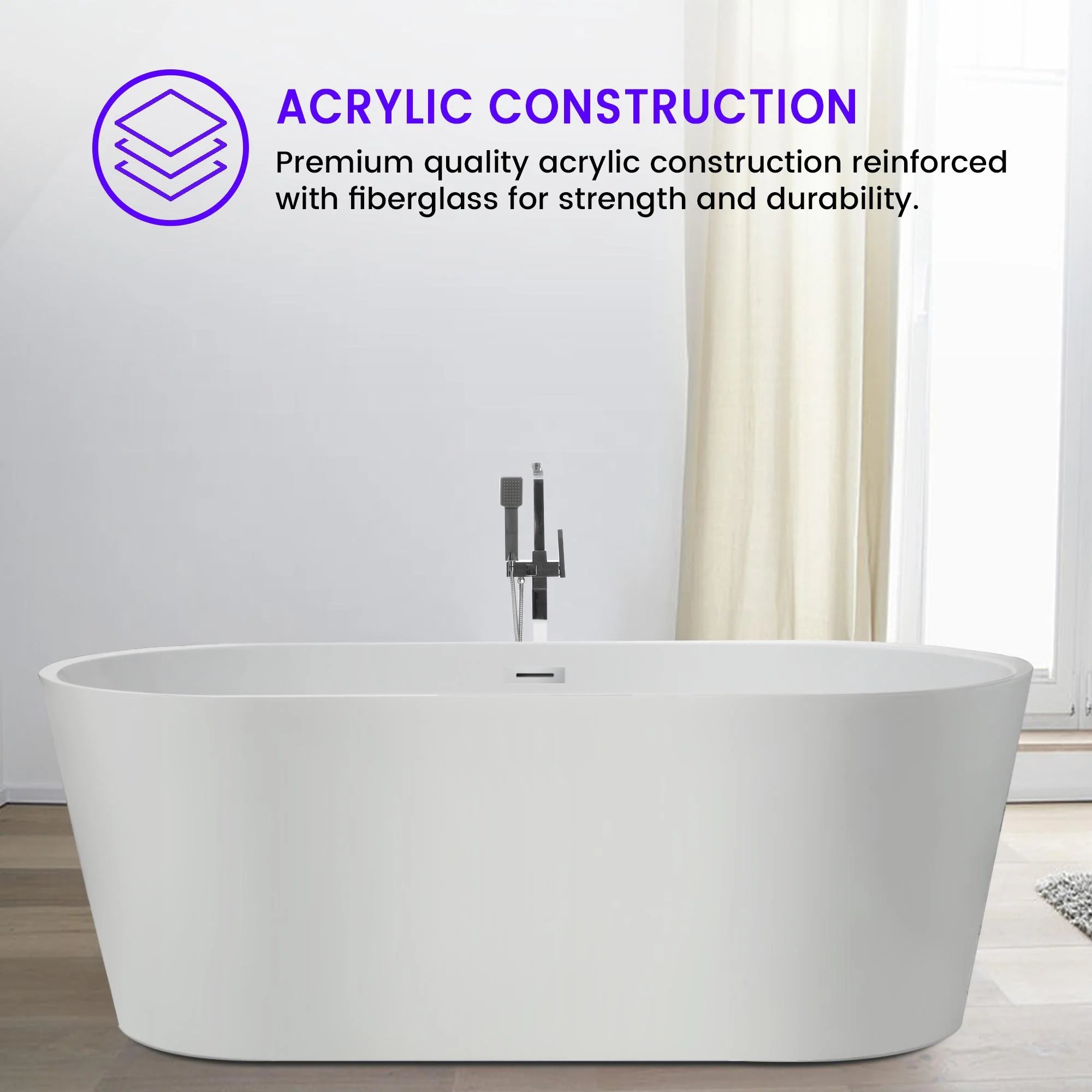 54" Acrylic Freestanding Soaking Bathtub