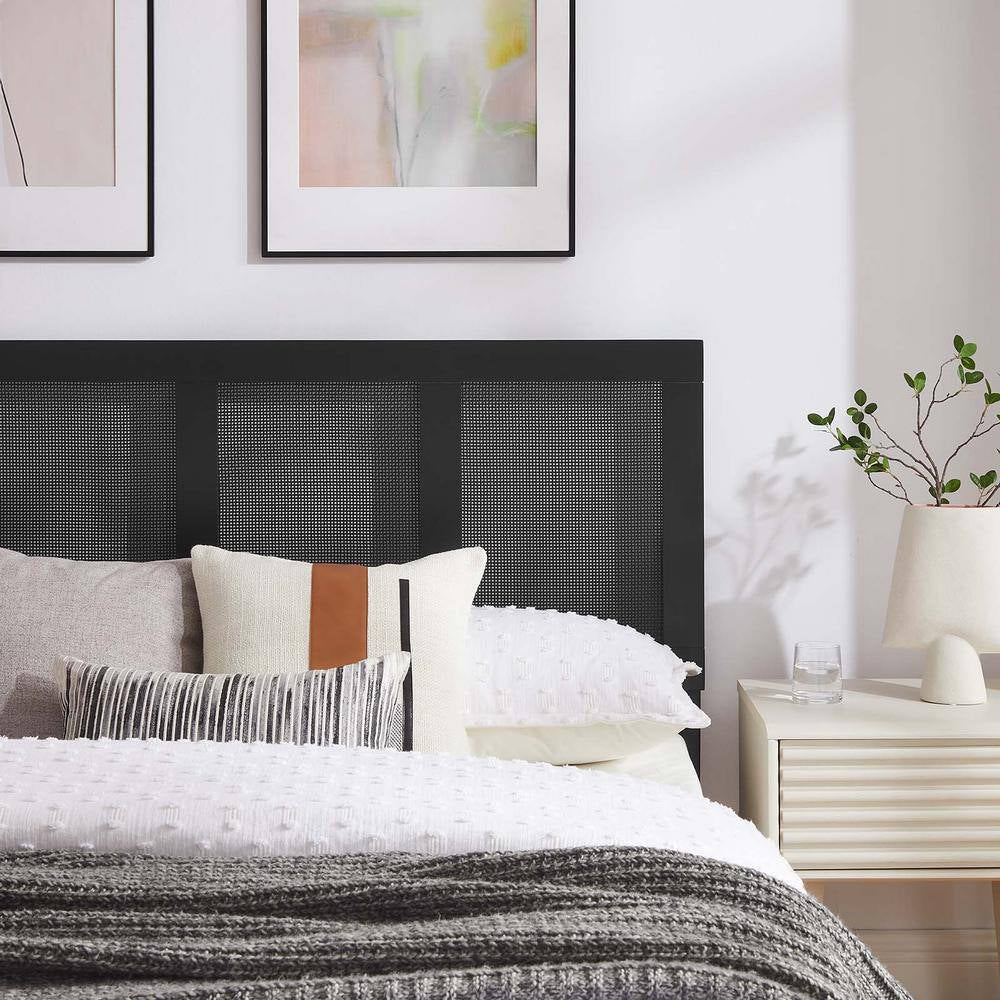Sirocco Rattan and Wood King Platform Bed in Black