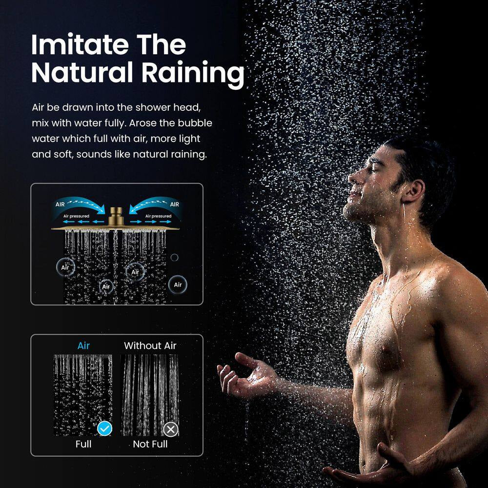3-Spray Wall Mount Dual Fixed and Handheld Shower Head 1.8 GPM in Brushed Brass