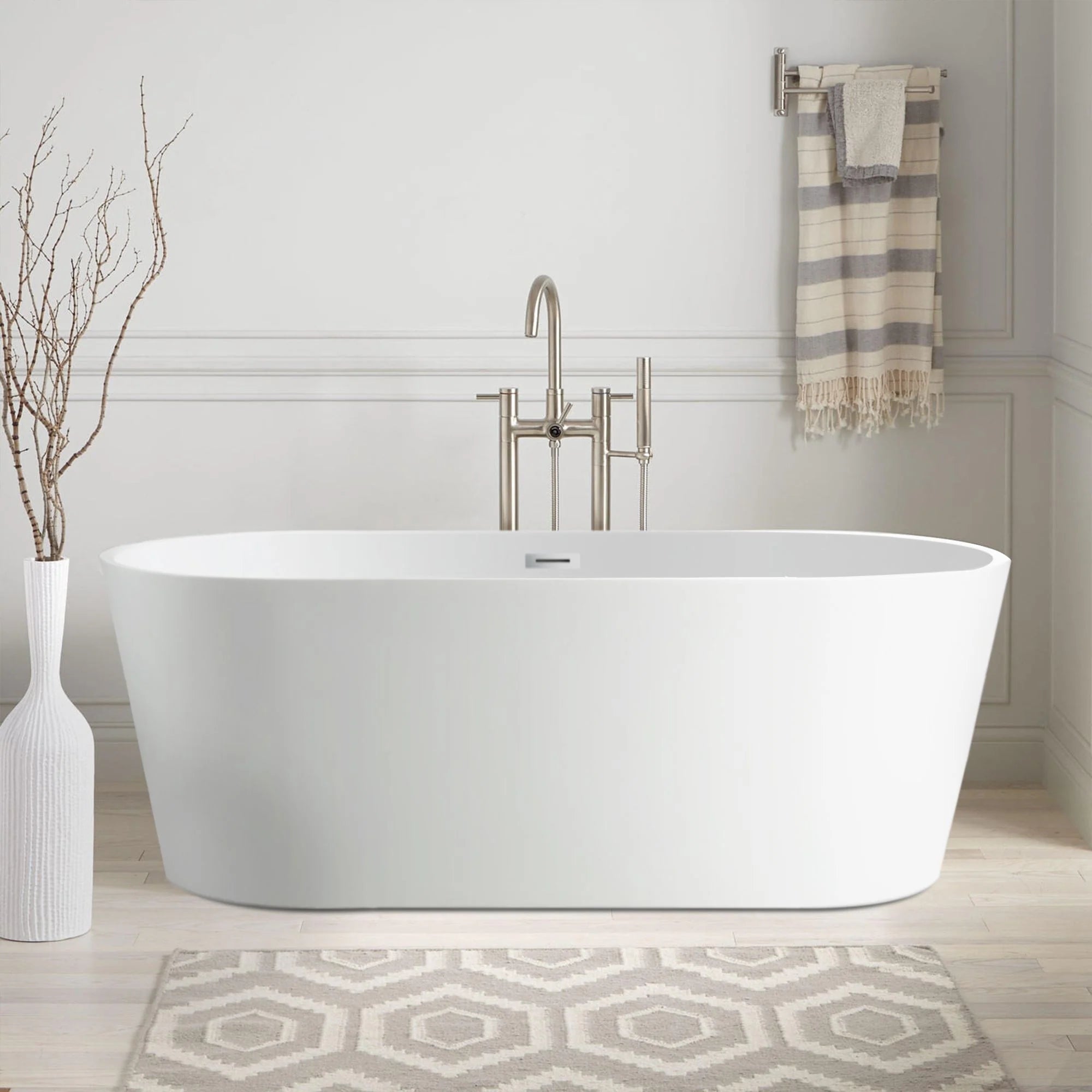 54" Acrylic Freestanding Soaking Bathtub