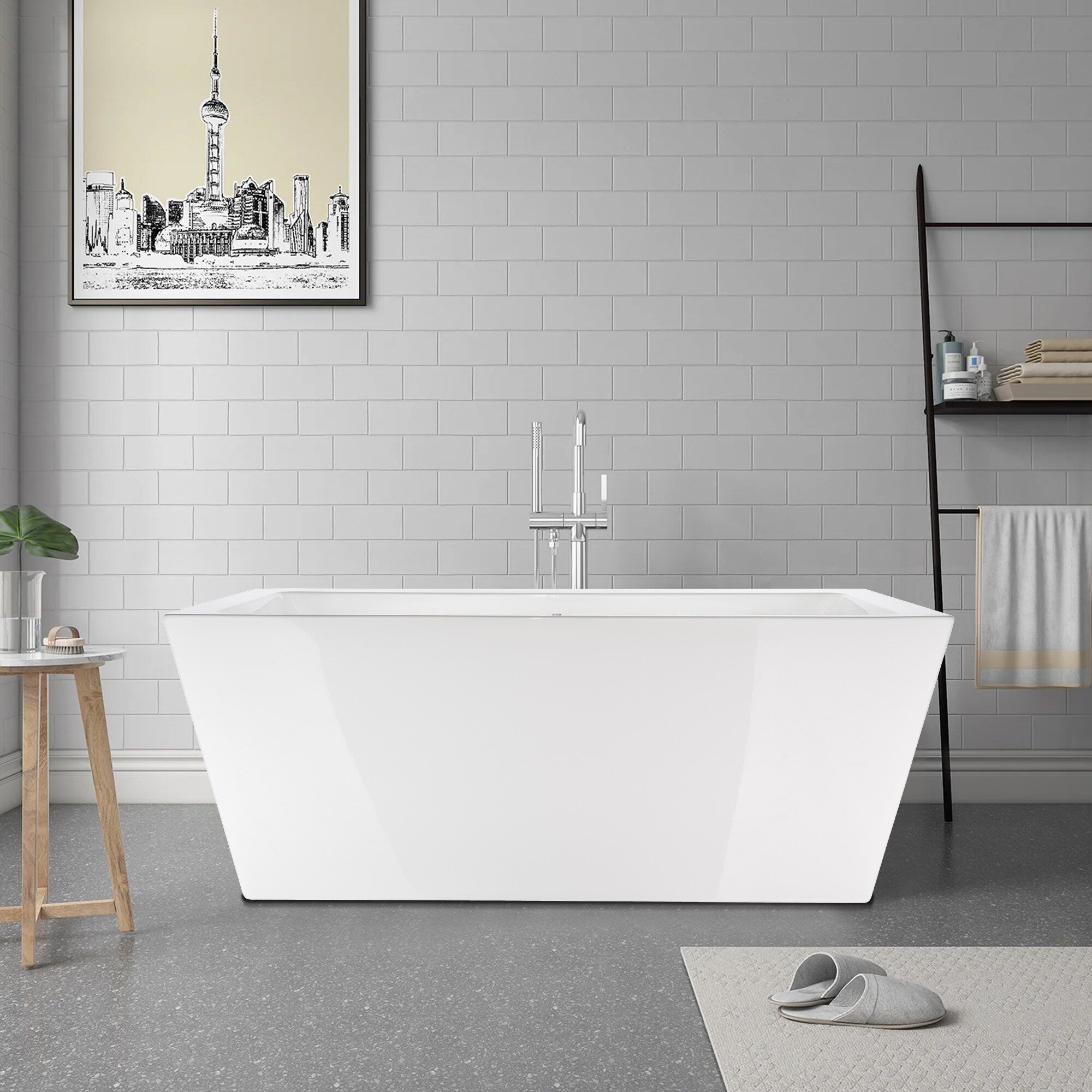 67" Acrylic Freestanding Soaking Bathtub