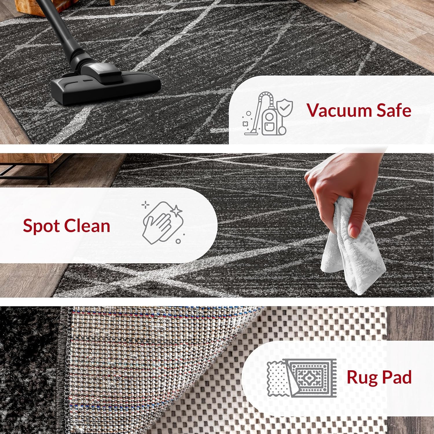 Thigpen Charcoal/Grey, 6' Round, Soft and Cozy, High Traffic, Stain Resistant, Easy Clean, Non-Shed, Durable Area Rug for Bedroom, Living Room, Dining Space, Den, Foyer, Entryway