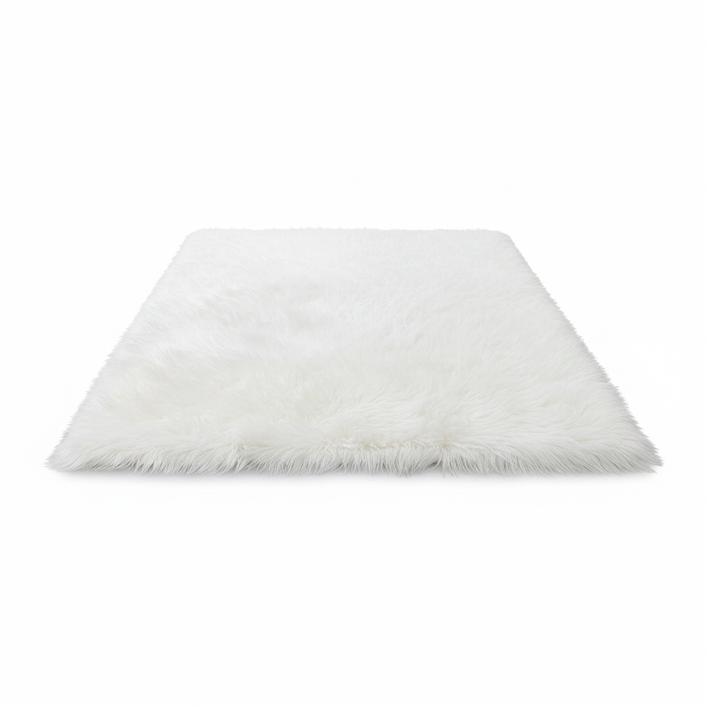 White Faux Fur Rug 3x5, Imitation Sheepskin Rug for Living Room, Soft Fluffy Washable Rug for Bedroom, Baby Room, Luxury Room Decor, Shaggy Rectangular Rug